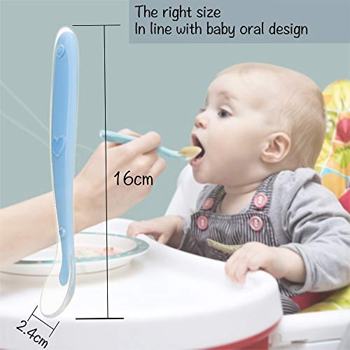 Cuchara Silicona Bebe, ZoneYan Cucharas de Alimentación para Bebés, Cuchara Bebe Aprendizaje, Suaves, para Bebé Infantil 4 Meses +, 4 Piezas