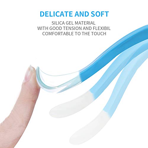 Cucharas Bebé, 7 stars 4 Piezas Cucharillas de Bebé de Siliconas Suaves, Cucharas de Alimentación para Bebé, Cuchillerías Antideslizante Ergonómicas a Niños Apartir de 4 Meses Set de Cucharas