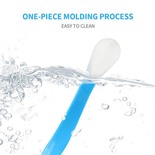 Cucharas Bebé, 7 stars 4 Piezas Cucharillas de Bebé de Siliconas Suaves, Cucharas de Alimentación para Bebé, Cuchillerías Antideslizante Ergonómicas a Niños Apartir de 4 Meses Set de Cucharas