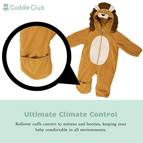 Cuddle Club Mono Polar Bebé para Recién Nacidos a Niños 4 Años - Pijamas Infantiles Chaqueta de Invierno Abrigo Polar Niño Mono de Niños - LionBrown12-18m