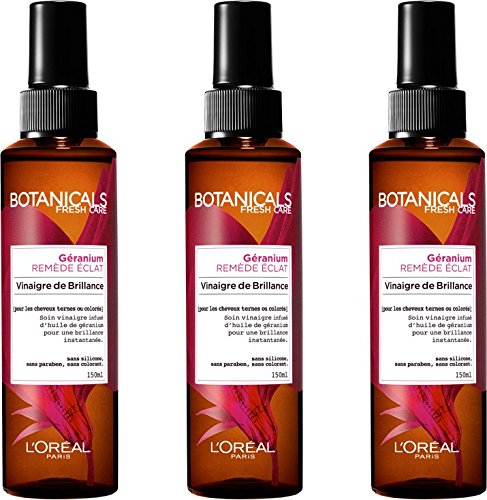 Cuidado Botanicals con vinagre de brillo, remedio para brillo, sin aclarado, para pelo dañado/con color, 150 ml, Lote de 3