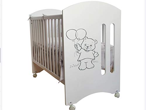 Cuna para bebé, modelo Oso Dormilón Mundi Bebé + Colchón Viscoelástica + Protector de colchón impermeable