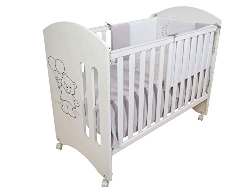 Cuna para bebé, modelo Oso Dormilón Mundi Bebé + Colchón Viscoelástica + Protector de colchón impermeable