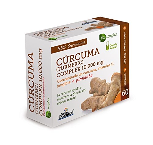 Cúrcuma complex 10.000 mg con extractos seco de cúrcuma, jengibre, pimienta negra y vitamina C 60 cápsulas vegetales.