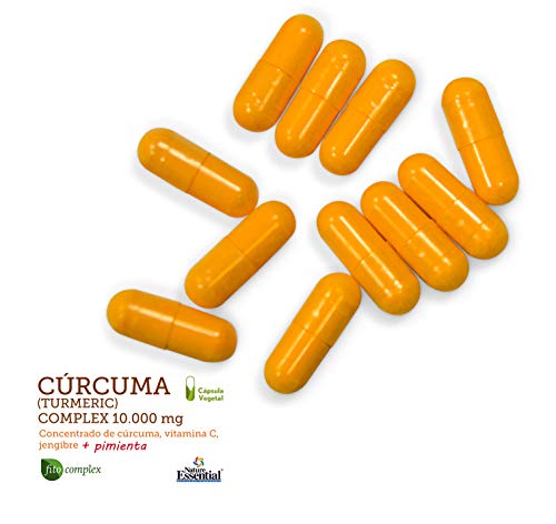 Cúrcuma complex 10.000 mg con extractos seco de cúrcuma, jengibre, pimienta negra y vitamina C 60 cápsulas vegetales.