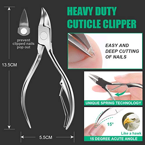 Cutícula Clipper, Kemei Cuticle Nippers 6PCS Profesional Cuticle Remover Kit Nail Clipper Trimmer Cutter para cutícula overgrown / Uñas encarnadas Pedicura y manicura Trimmer Corrector Fixer