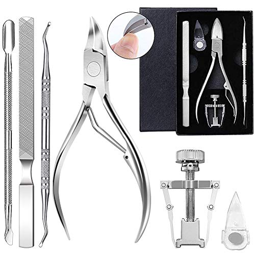 Cutícula Clipper, Kemei Cuticle Nippers 6PCS Profesional Cuticle Remover Kit Nail Clipper Trimmer Cutter para cutícula overgrown / Uñas encarnadas Pedicura y manicura Trimmer Corrector Fixer