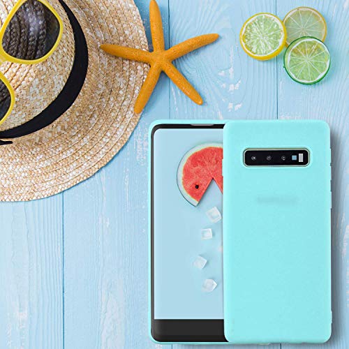 cuzz Funda para Samsung Galaxy S10 Plus+{Protector de Pantalla de Vidrio Templado} Carcasa Silicona Suave Gel Rasguño y Resistente Teléfono Móvil Cover-Azul Claro