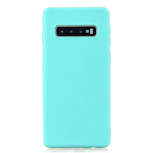 cuzz Funda para Samsung Galaxy S10 Plus+{Protector de Pantalla de Vidrio Templado} Carcasa Silicona Suave Gel Rasguño y Resistente Teléfono Móvil Cover-Azul Claro