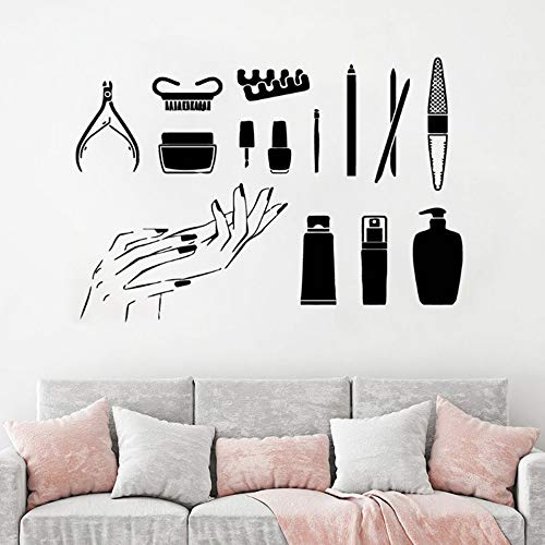 Cyalla Pared De La Ventana Calcomanía De Vinilo Etiqueta Nail Salon Nails Nail Art Esmalte De Manicura Pedicura Salón De Belleza Decoración De La Habitación 57 * 83 Cm