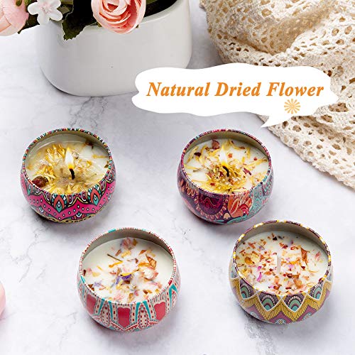 Czemo Velas Perfumadas Juego de 4 Piezas Vela Aromática Regalo de Velas de Aromaterapia Cera de Soja 100% Natural Vela de Viaje Adecuado para Yoga Baño Dormitorio