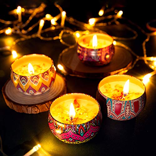 Czemo Velas Perfumadas Juego de 4 Piezas Vela Aromática Regalo de Velas de Aromaterapia Cera de Soja 100% Natural Vela de Viaje Adecuado para Yoga Baño Dormitorio