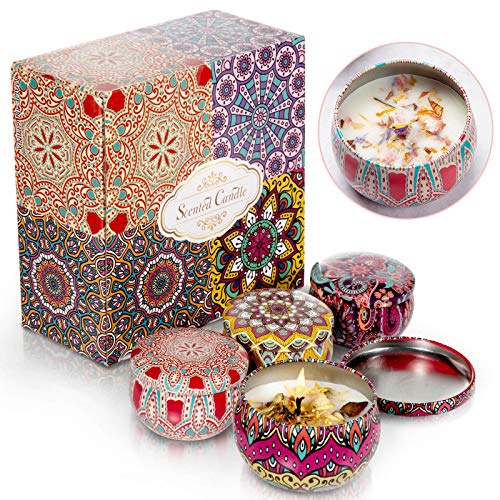 Czemo Velas Perfumadas Juego de 4 Piezas Vela Aromática Regalo de Velas de Aromaterapia Cera de Soja 100% Natural Vela de Viaje Adecuado para Yoga Baño Dormitorio