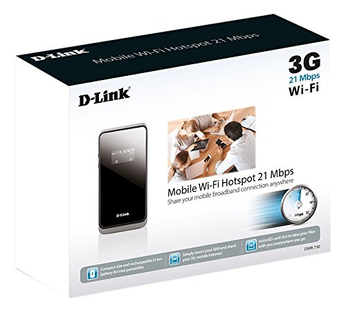 D-Link DWR-730 - Router móvil 3G para SIM de Datos (HSPA+, MiFi 3G, WiFi N hasta 150 MBps, WPS, batería 2000 mAh, WPA2, LCD) Negro y Blanco