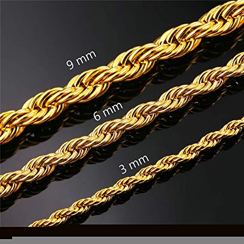 Daesar Collar Cadena Oro Hombre Cadena de Twisted Collares Cadena Acero Inoxidable Hombre 9mm Collar Cadena Hombre 76cm