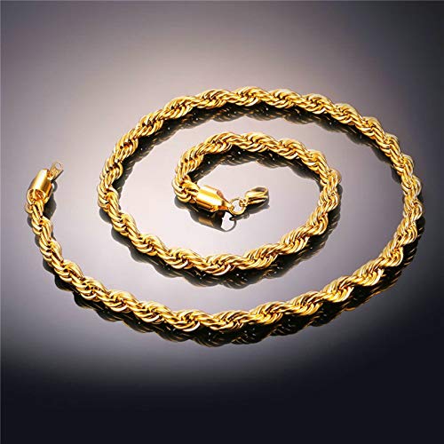 Daesar Collar Cadena Oro Hombre Cadena de Twisted Collares Cadena Acero Inoxidable Hombre 9mm Collar Cadena Hombre 76cm