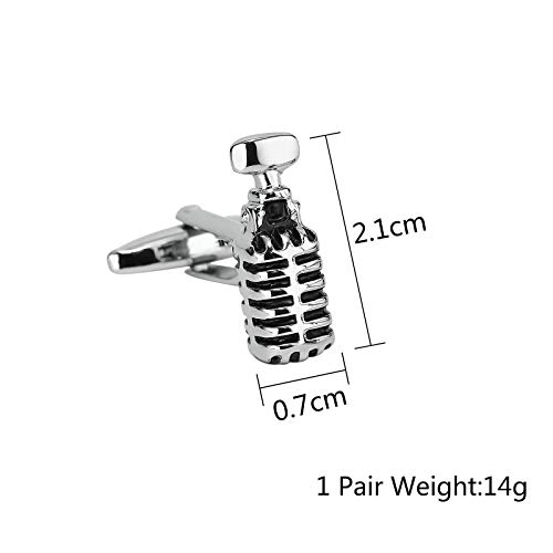 Daesar Gemelos Acero Inoxidable Gemelos Camisa Micrófono Gemelos para Hombre Plata Negro