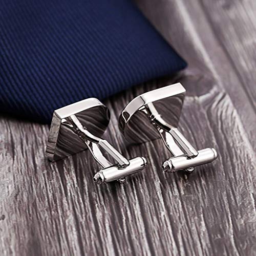 Daesar Gemelos Camisas Gemelos Camisa de Acero Inoxidable Hombre Mapa del Mundo con Brújula Azul