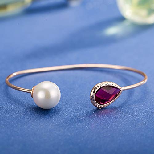 Daesar Pulseras Oro Pulsera para Mujer Chapado en Oro Gota de Agua con Perla Circonita Rosa