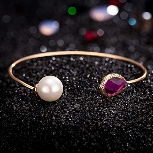 Daesar Pulseras Oro Pulsera para Mujer Chapado en Oro Gota de Agua con Perla Circonita Rosa