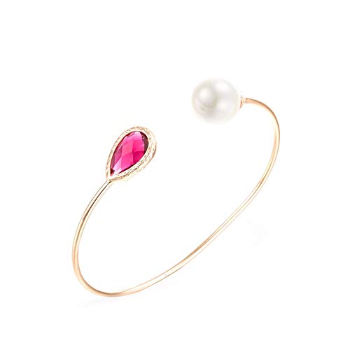 Daesar Pulseras Oro Pulsera para Mujer Chapado en Oro Gota de Agua con Perla Circonita Rosa