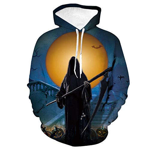 DAFFG Sudaderas con Capucha Unisexo Y Estampado 3D con Bolsillo De Canguro - Muerte Bajo La Luz De La Luna - Niño Niña Hombre Mujer Adulto Fresco E Inusual Sudaderas -XXL