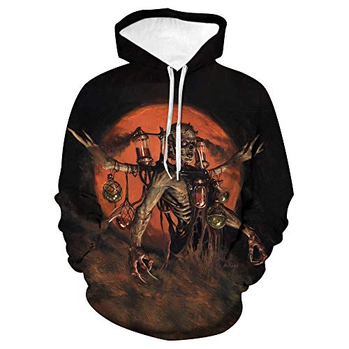DAFFG Sudaderas con Capucha Unisexo Y Estampado 3D con Bolsillo De Canguro - Nigromante Luna Paisaje - Niño Niña Hombre Mujer Adulto Fresco E Inusual Sudaderas -XL