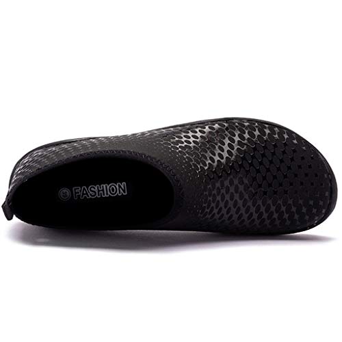 DAJIAHAO Duradera Plana Unisex De Las Zapatillas De Deporte, Zapatos De Natación En Aguas Pareja Playa Zapatos Zapatos Piscina De Agua Se Secan Rápido Barefoot Aguamarina Zapatos Resbalón,Negro,45