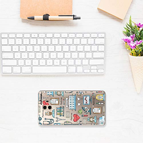 dakanna Funda para [Huawei Mate 10] Dibujo: Simbolos Medicina Enfermera Ambulancia Corazón Hospital, Carcasa de Gel Silicona Flexible [Fondo Transparente]