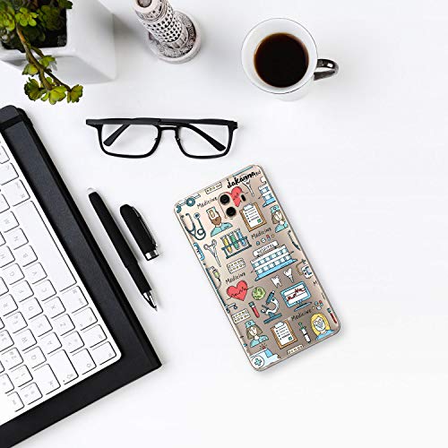 dakanna Funda para [Huawei Mate 10] Dibujo: Simbolos Medicina Enfermera Ambulancia Corazón Hospital, Carcasa de Gel Silicona Flexible [Fondo Transparente]