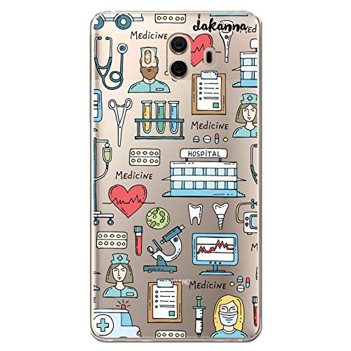 dakanna Funda para [Huawei Mate 10] Dibujo: Simbolos Medicina Enfermera Ambulancia Corazón Hospital, Carcasa de Gel Silicona Flexible [Fondo Transparente]