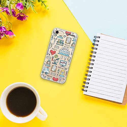 dakanna Funda para [iPhone 7 - iPhone 8] Dibujo: Simbolos Medicina Enfermera Ambulancia Corazón Hospital, Carcasa de Gel Silicona Flexible [Fondo Transparente]