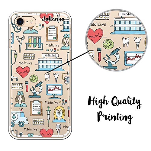 dakanna Funda para [iPhone 7 - iPhone 8] Dibujo: Simbolos Medicina Enfermera Ambulancia Corazón Hospital, Carcasa de Gel Silicona Flexible [Fondo Transparente]
