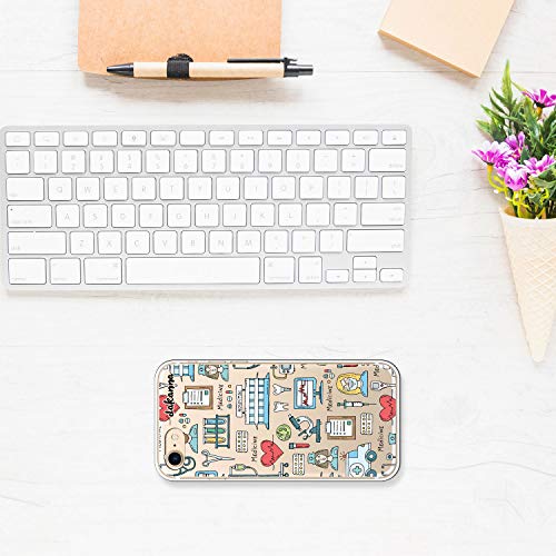 dakanna Funda para [iPhone 7 - iPhone 8] Dibujo: Simbolos Medicina Enfermera Ambulancia Corazón Hospital, Carcasa de Gel Silicona Flexible [Fondo Transparente]