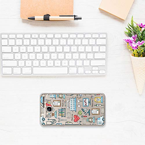 dakanna Funda para [Samsung Galaxy J5 2016] Dibujo: Simbolos Medicina Enfermera Ambulancia Corazón Hospital, Carcasa de Gel Silicona Flexible [Fondo Transparente]