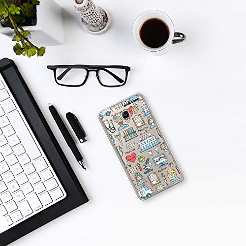 dakanna Funda para [Samsung Galaxy J5 2016] Dibujo: Simbolos Medicina Enfermera Ambulancia Corazón Hospital, Carcasa de Gel Silicona Flexible [Fondo Transparente]