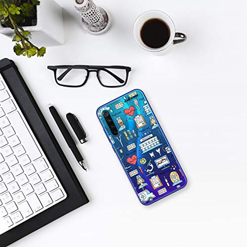 dakanna Funda para [Xiaomi Redmi Note 8] de Silicona Flexible, Dibujo Diseño [Simbolos Medicina Enfermera Ambulancia Corazón Hospital], Color [Fondo Transparente] Carcasa Case Cover de Gel TPU