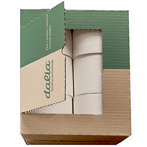 Dalia - Caja de 12 rollos ultralargos (80m/800 hojas) de papel higiénico ecológico sin blanquear