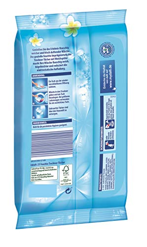 Dalli Las hojas de secado secadora disfrutan de la experiencia del lino perfumado suave y fresco mullido (1x25)