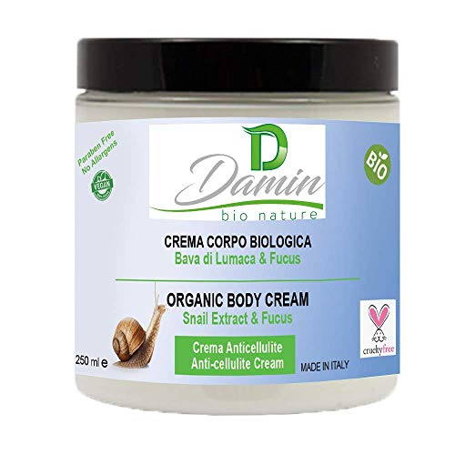 Damin Bio Nature - Crema Corporal Hidratante Natural con Baba de Caracol Cacao y Café - Sin Alcohol Organica Tratamiento Anticelulítica Reafirmante Mujer 250ml