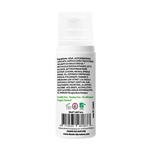 Damin Bio Nature - Crema Facial ANTIARRUGAS 100% Natural Con Àcido Hialurónico y Aloe Vera HIDRATANTE Antiedad Hombre Mujer 50ml