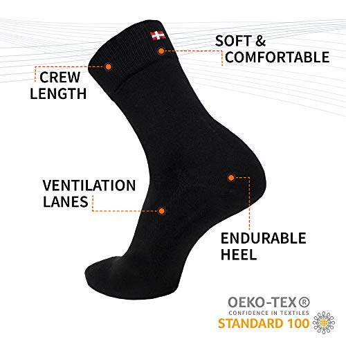 DANISH ENDURANCE Calcetines de Bambú 3 Pares (Negro, EU 39-42)