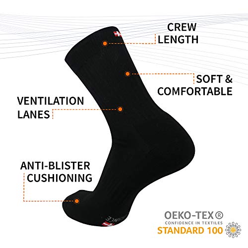 DANISH ENDURANCE Calcetines de Tenis Performance Crew 3 Pares (Negro, EU 39-42)