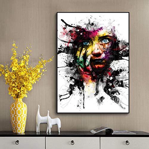 Danjiao Arte De Graffiti Callejero Abstracto Girs Cara Lienzo Moderno Pintura Carteles E Impresiones Imágenes Arte De Pared Para La Decoración Del Hogar De La Sala De Estar Sala De Estar Decor 40x60cm