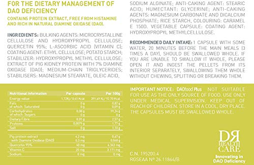 DAOfood - Manejo Dietético del déficit de DAO - 60 Cápsulas con Pellets Gastrorresistentes