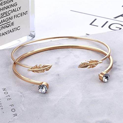 DASHUAIGE Pulsera 4 Unids/Set Moda Mujer Cristal Hojas Cadena Geométrica Conjunto De Pulsera De Oro Joyería De La Vendimia