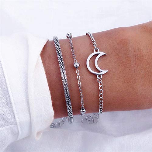 DASHUAIGE Pulsera 4 Unids/Set Moda Mujer Cristal Hojas Cadena Geométrica Conjunto De Pulsera De Oro Joyería De La Vendimia