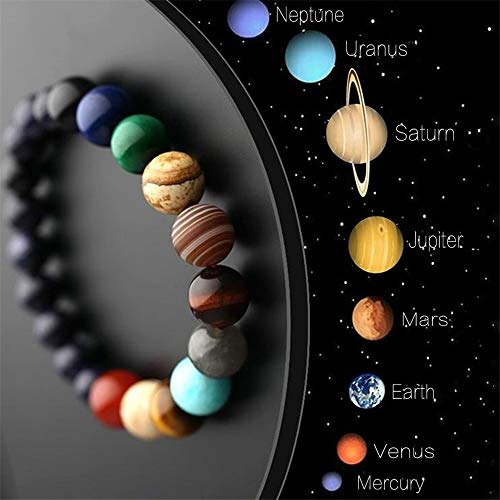 DASHUAIGE Pulsera Pulsera De Cuentas De Piedra De Cristal Natural Universo Ocho Plantas Galaxy Sistema Solar Pulseras para Hombres O Mujeres