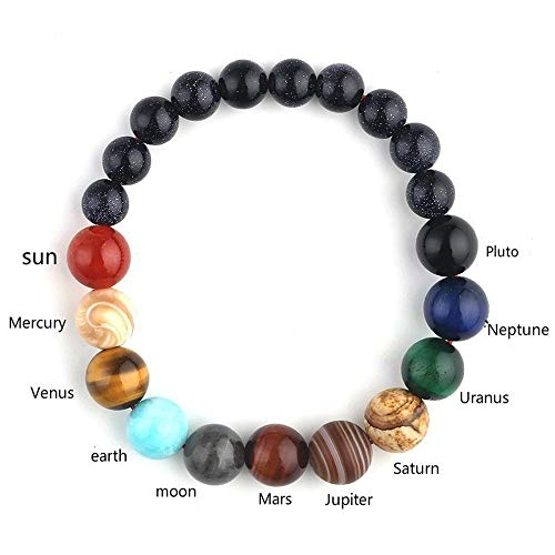 DASHUAIGE Pulsera Pulsera De Cuentas De Piedra De Cristal Natural Universo Ocho Plantas Galaxy Sistema Solar Pulseras para Hombres O Mujeres