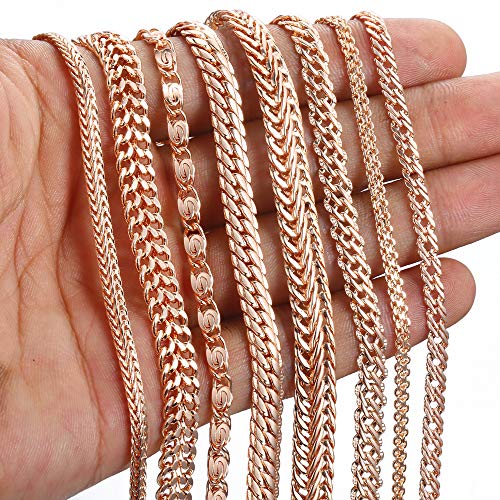 DASHUAIGE Pulsera Pulseras De 20 Cm para Mujeres Hombres Cadena De Eslabones De Cola De Zorro De Oro Rosa Cadenas Pulseras De Hombres Regalos De Joyería De Moda